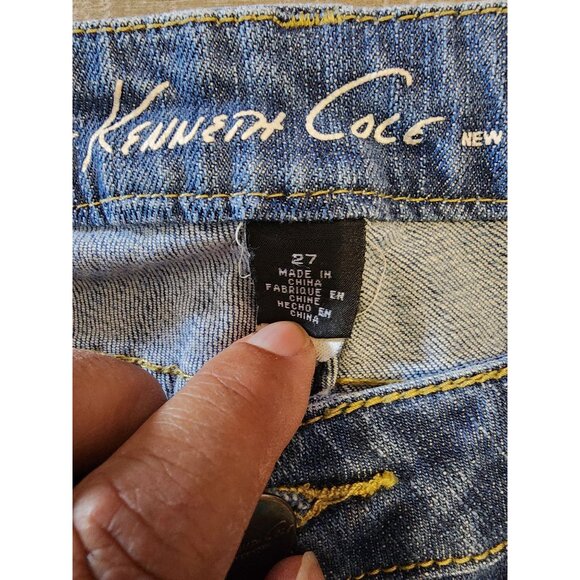 Kenneth Cole Mens Bootcut Jeans Size 27 Blue Denim Cotton/Spandex - Picture 13 of 13
